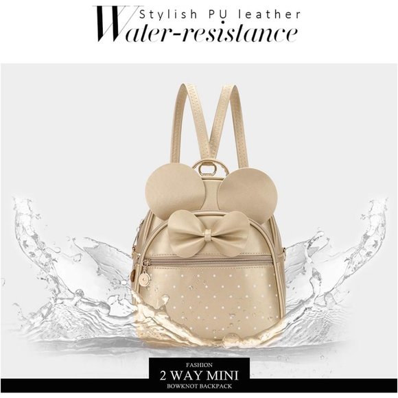 Bowknot Polka Dot Mini Backpack And Convertible Shoulder Bag Purse for Women - Picture 6 of 7